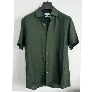 Reiss Short-Sleeve Button-up Slim-Fit Linen Dress Shirt